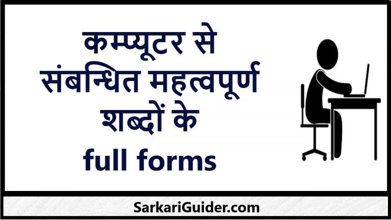 कम्प्यूटर से संबन्धित महत्वपूर्ण शब्दों के full forms