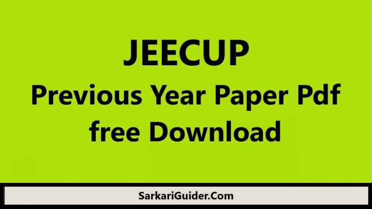 JEECUP Previous Year Paper Pdf free Download