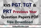 KVS PGT, TGT & PRT Previous Year Question Papers PDF Download