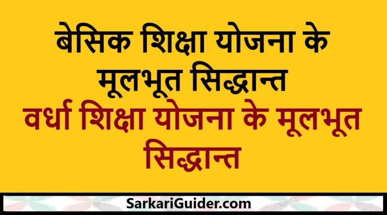 बेसिक शिक्षा योजना के मूलभूत सिद्धान्त