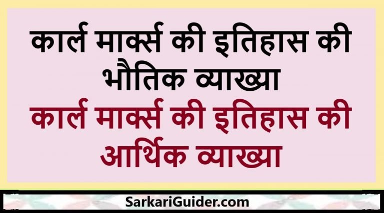 कार्ल मार्क्स की इतिहास की भौतिक व्याख्या