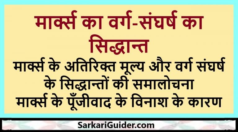 मार्क्स का वर्ग-संघर्ष का सिद्धान्त